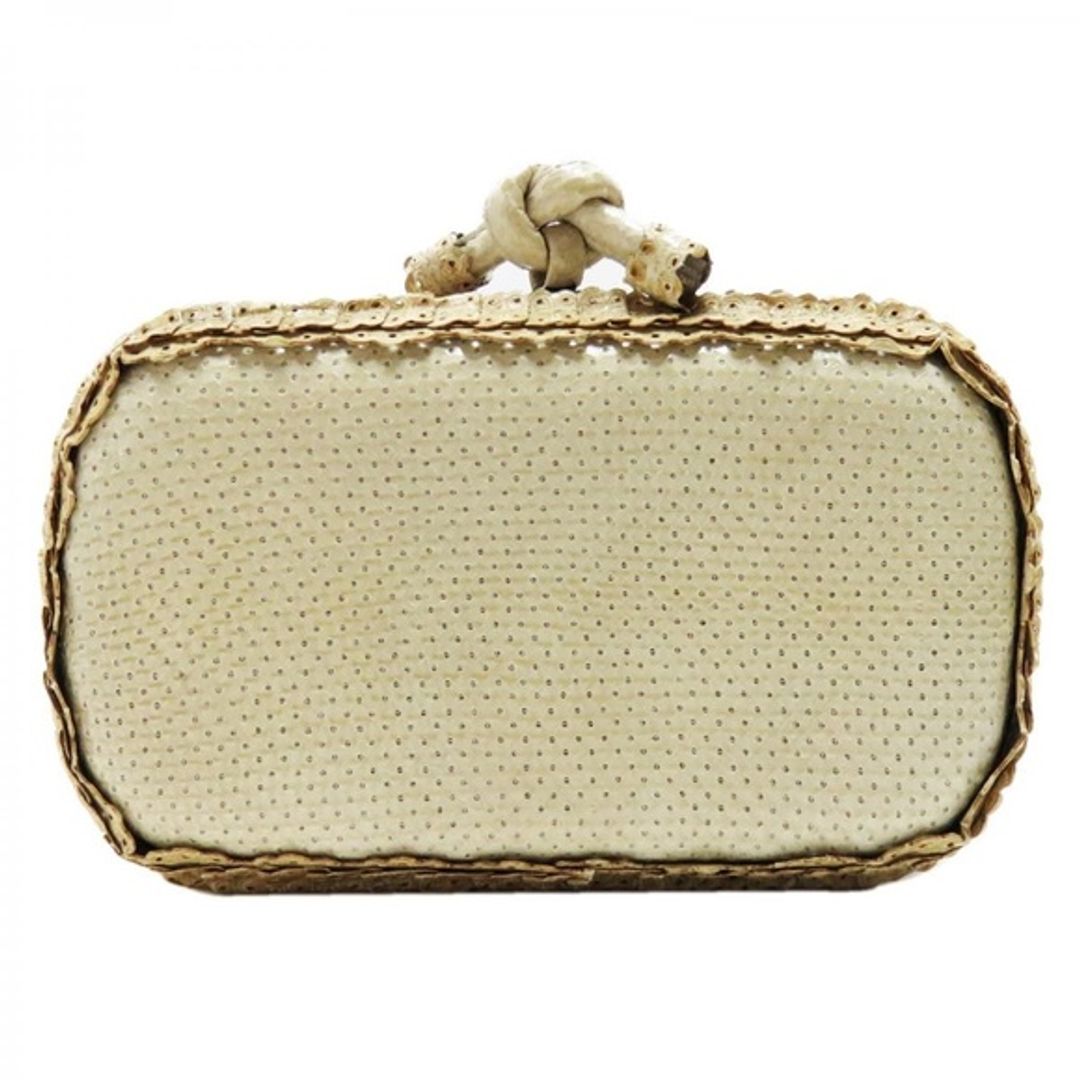 Vintage Leather Knot Clutch Perforated Snakeskin