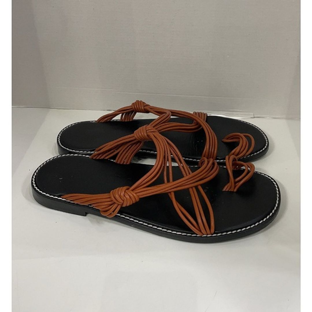 Paula Ibiza Leather Knotted Toe-Ting Sandals in Brown
