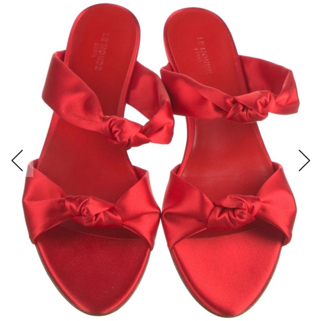 Le Monde Beryl Red Satin Bow Slides