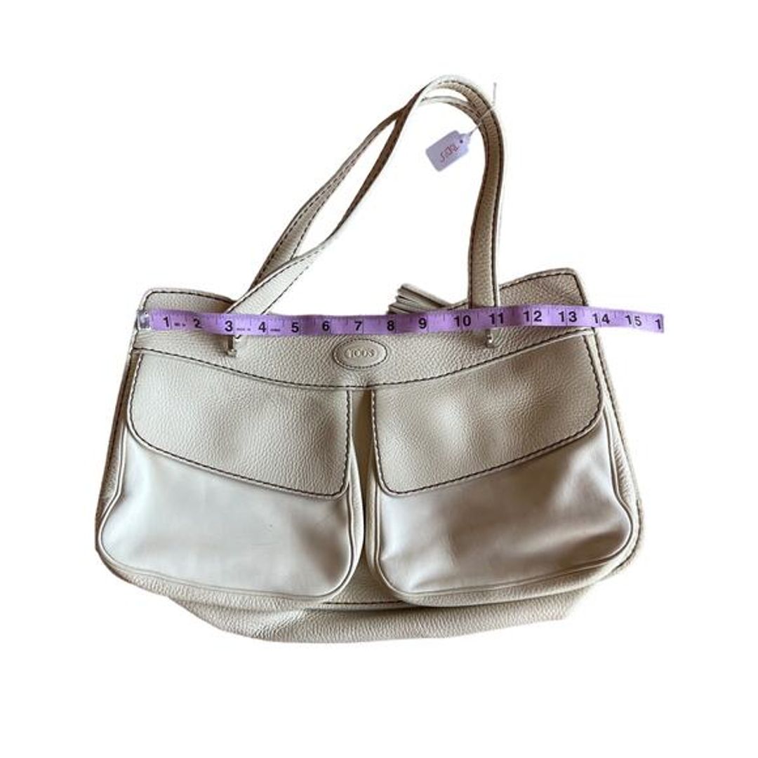 TOD'S Handbag Cream Pebbled Leather Shoulder Bag