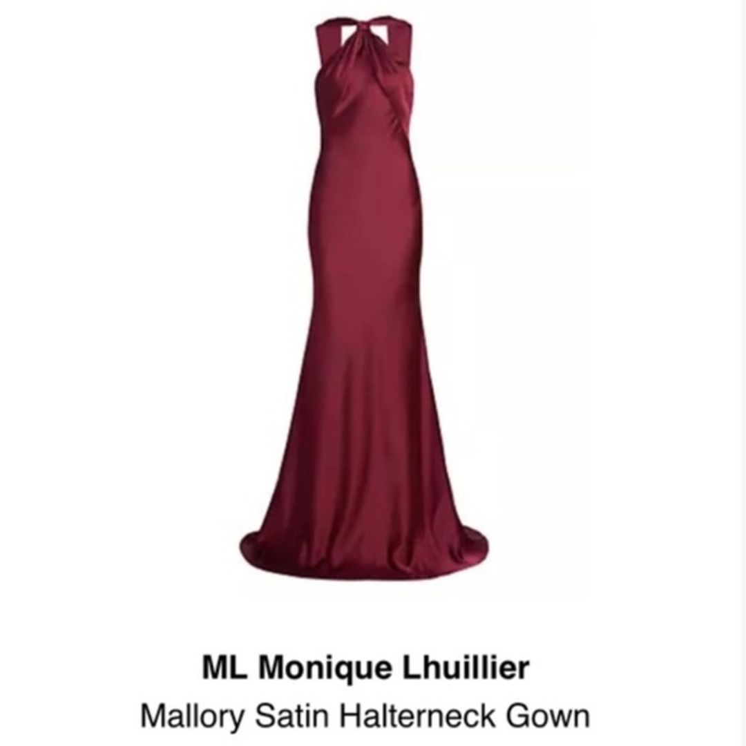 ML Monique Lhuillier Mallory Satin Halterneck Gown Size 6