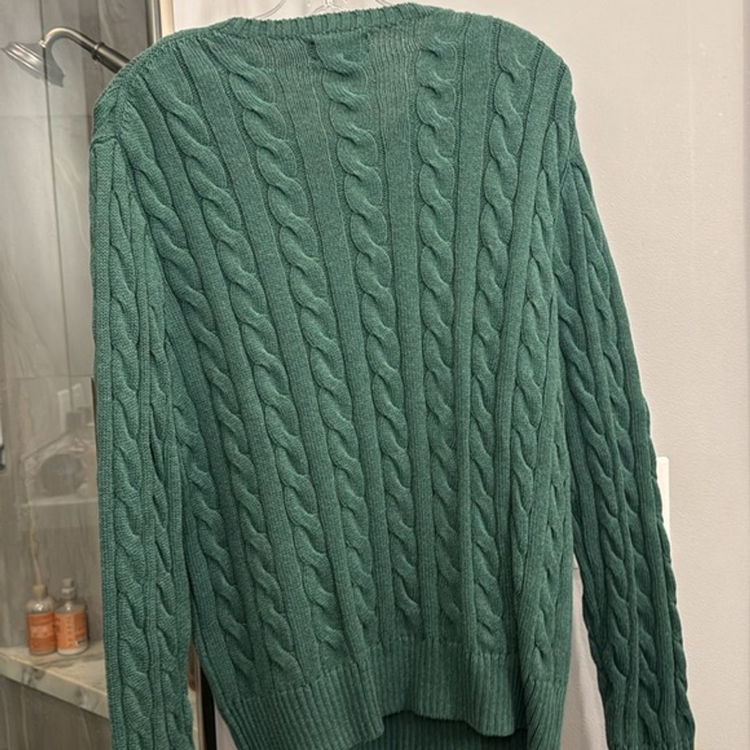 Polo Ralph Lauren Green Crewneck Cable Knit Sweater
