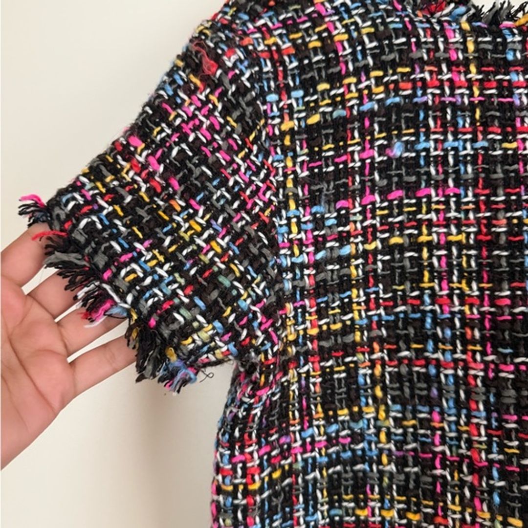 Zara Colorful Tweed Blouse in Black