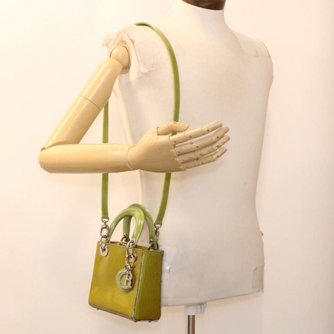 Dior Christian Dior Lady Dior Patent Leather Trotter Embossed Bag with Strap and Card