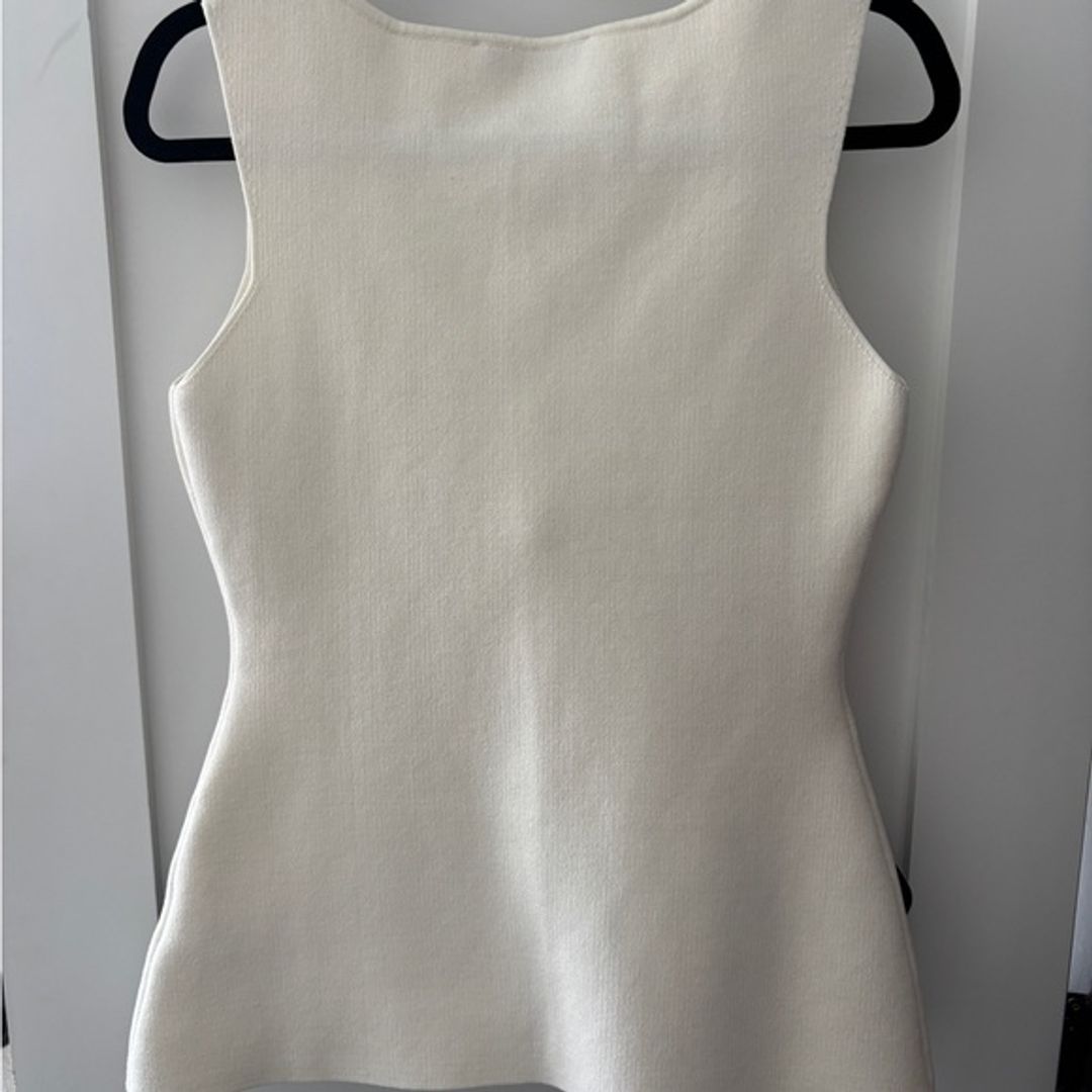 Zara Ivory Knit Top with Metallic Accent
