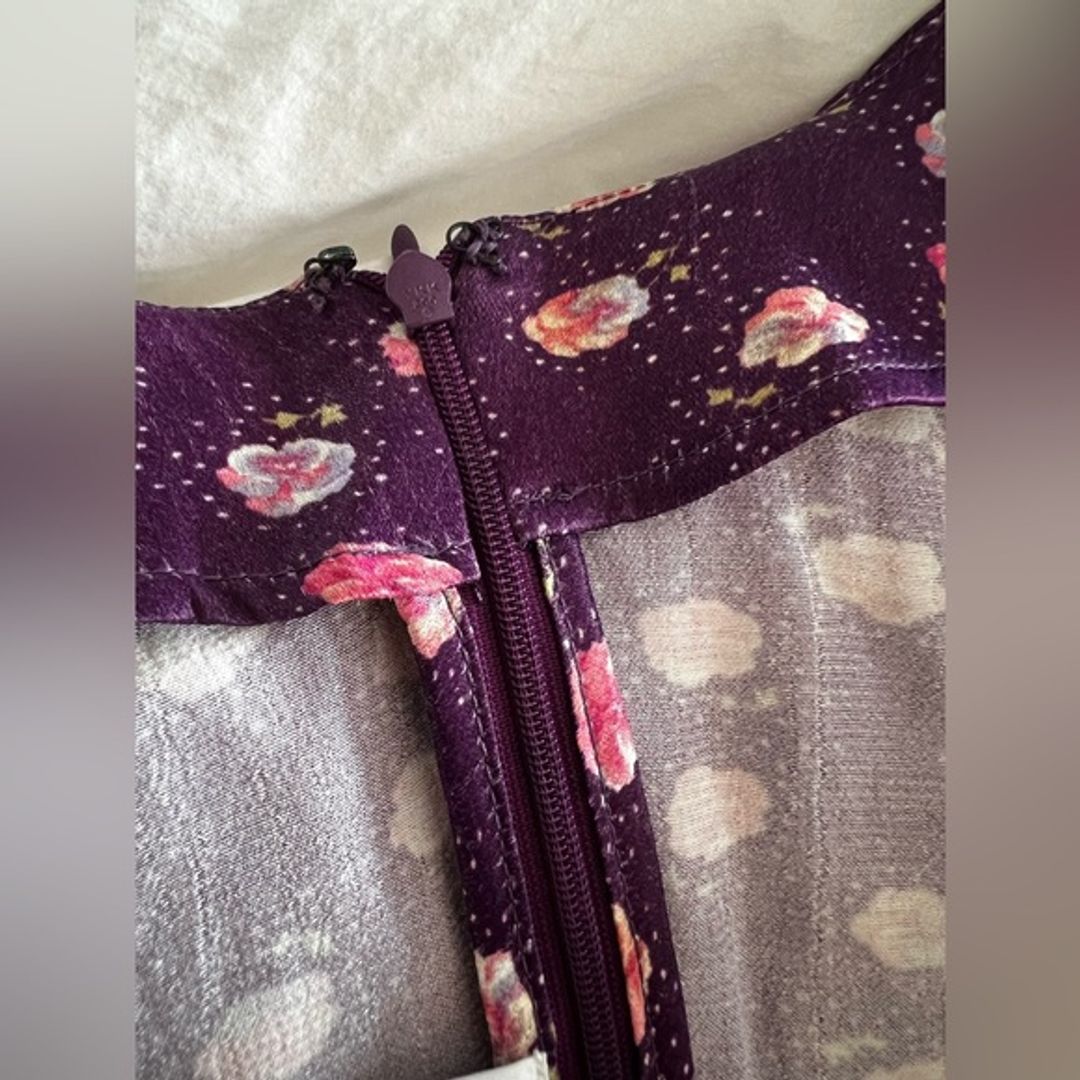 Rotate Birger Christensen Pansy Print Clair Midi Long-Sleeve Dress | Purple