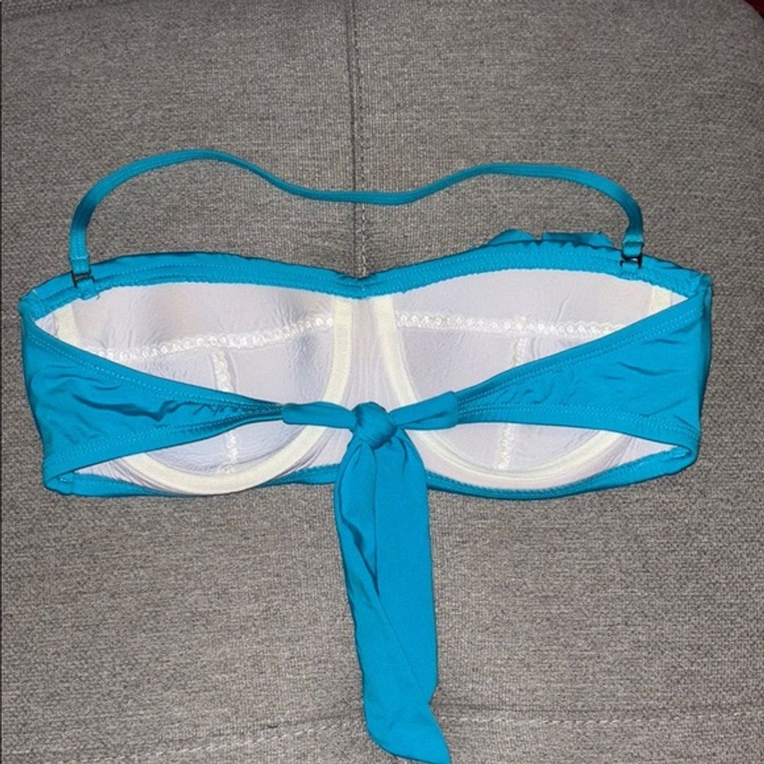 Kenneth Cole: Blue Bandeau Bikini Top with Ruffles