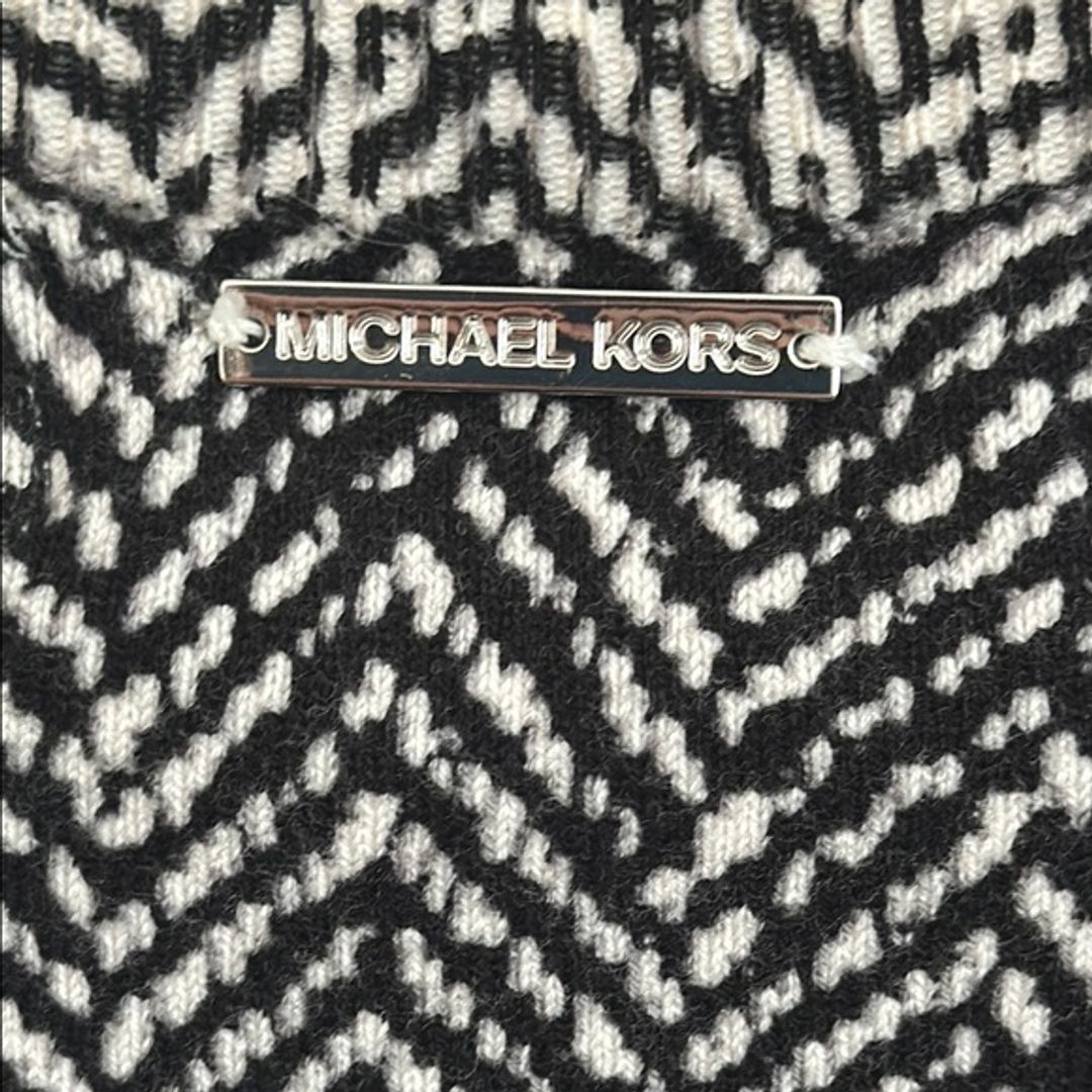 Michael Kors Black and White Herringbone Fit & Flare Sweater Dress