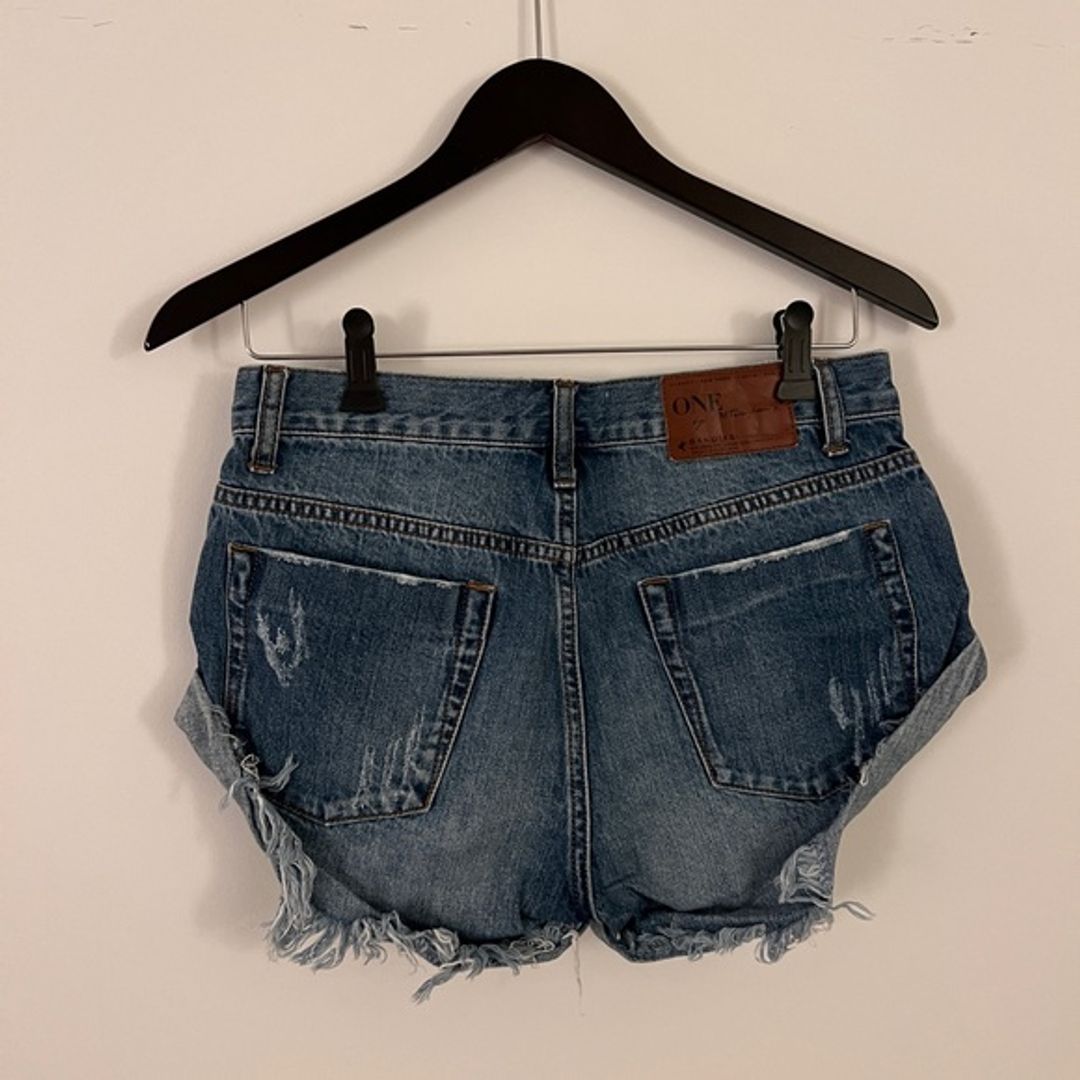 One Teaspoon Bandit Mini Denim Jean Distressed Cutoff Shorts