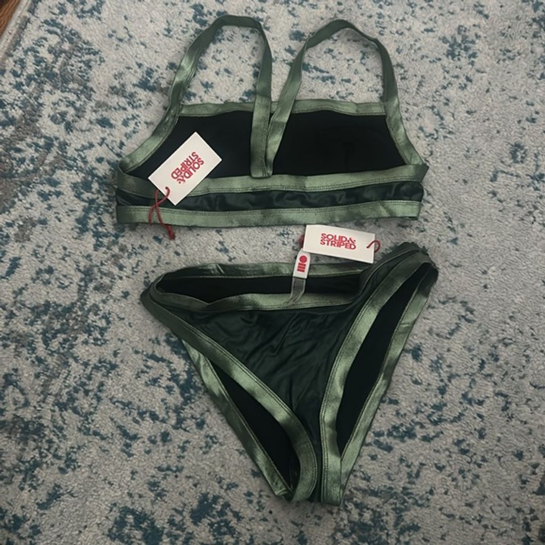 NWT Solid and Striped Scottie Bikini Set