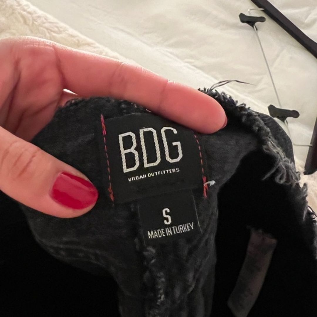 BDG Urban Outfitters Distressed Denim Raw Hem Black Skirt