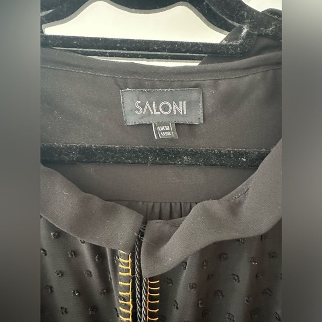 Saloni Alexia Embroidered Fil Coup Maxi Dress Black 6