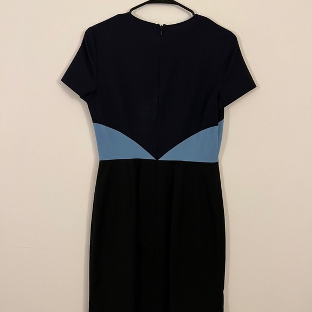 Diane von Furstenberg Colorblock Navy Blue Shift Work Dress