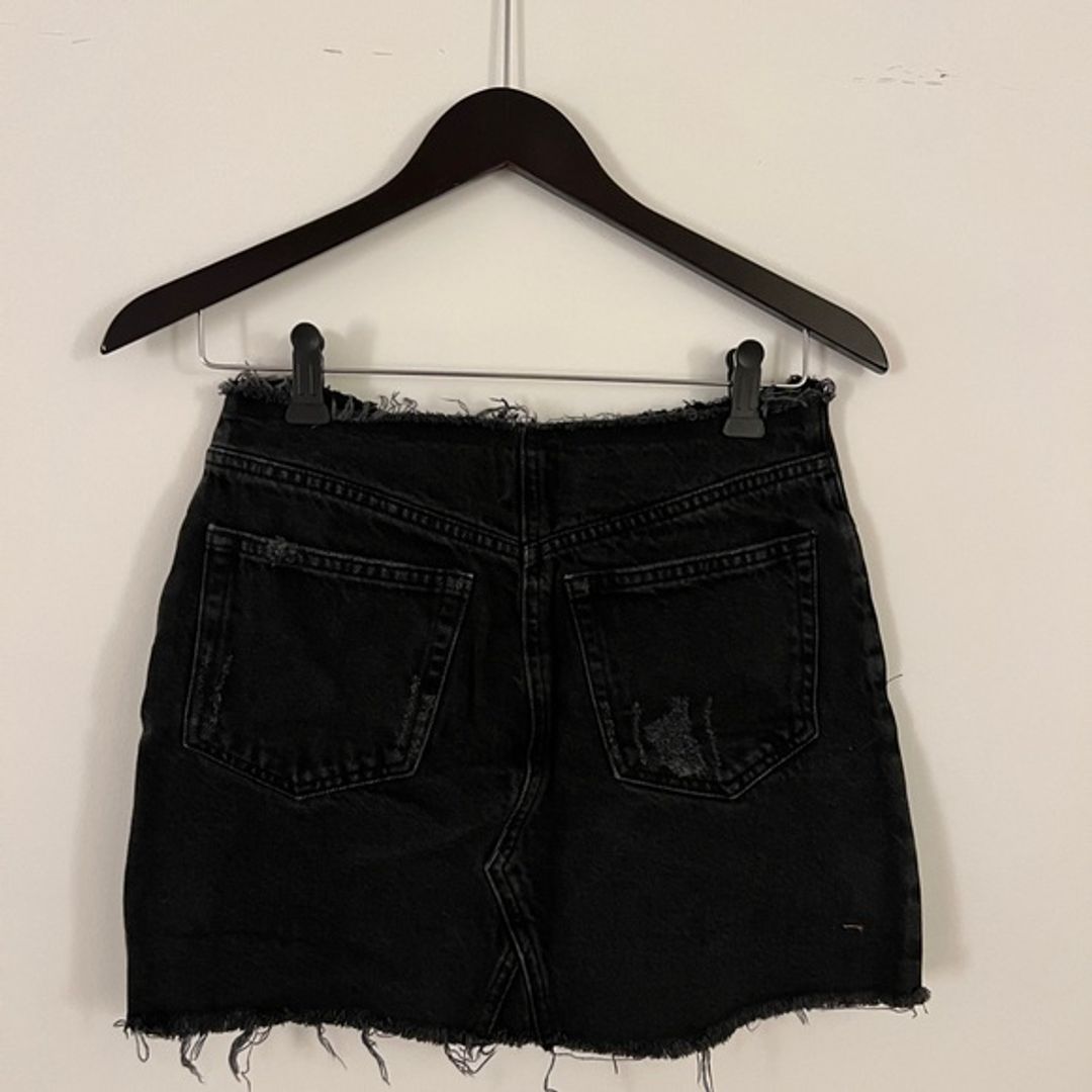 BDG Urban Outfitters Distressed Denim Raw Hem Black Skirt