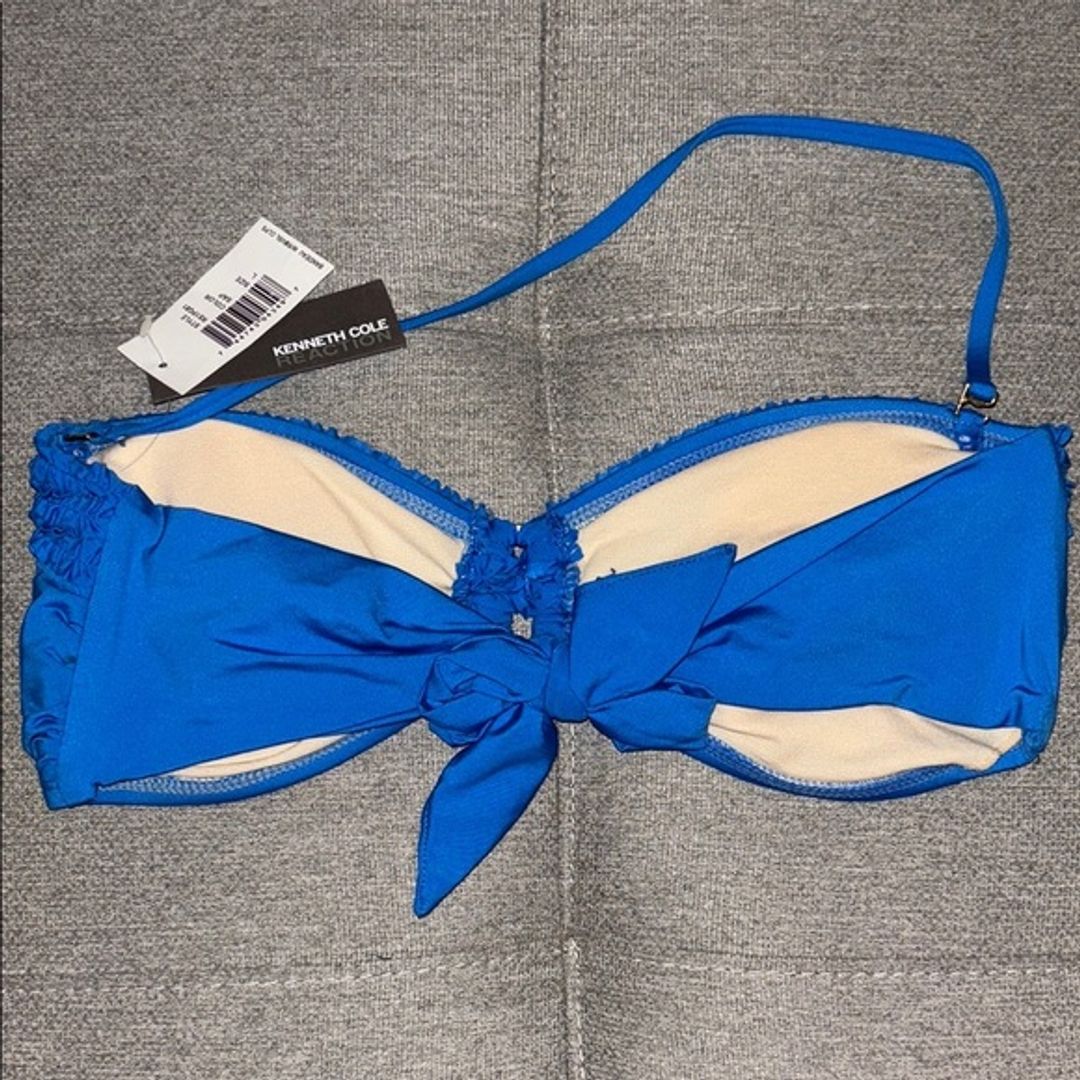 Kenneth Cole: Blue Bandeau Bikini Top with Ruching - Size Large #2