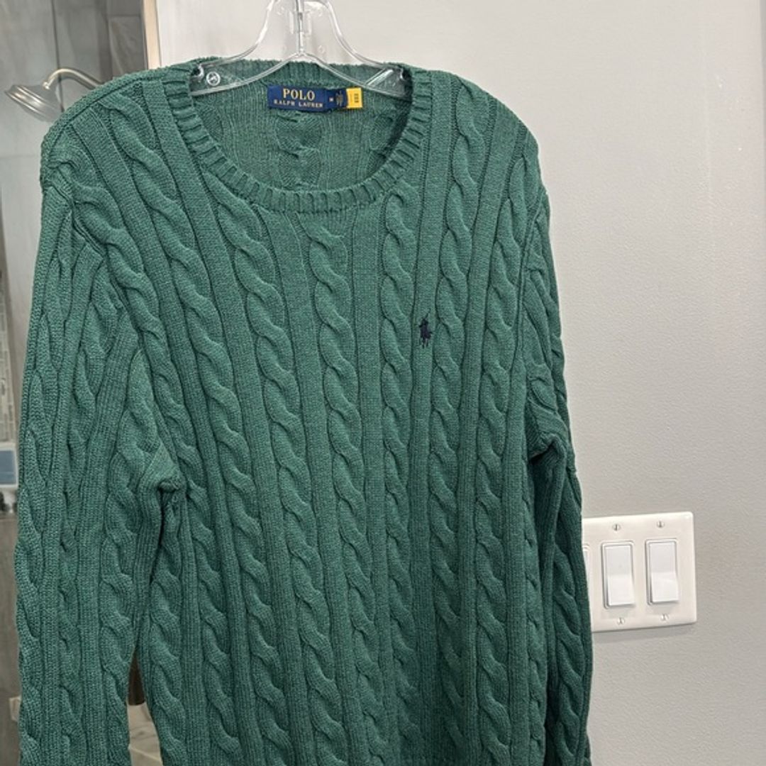 Polo Ralph Lauren Green Crewneck Cable Knit Sweater