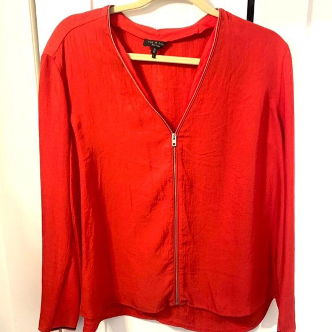 Rag & Bone Red Vanessa Crepe Top