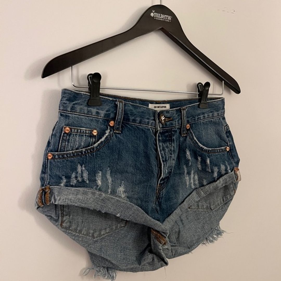 One Teaspoon Bandit Mini Denim Jean Distressed Cutoff Shorts