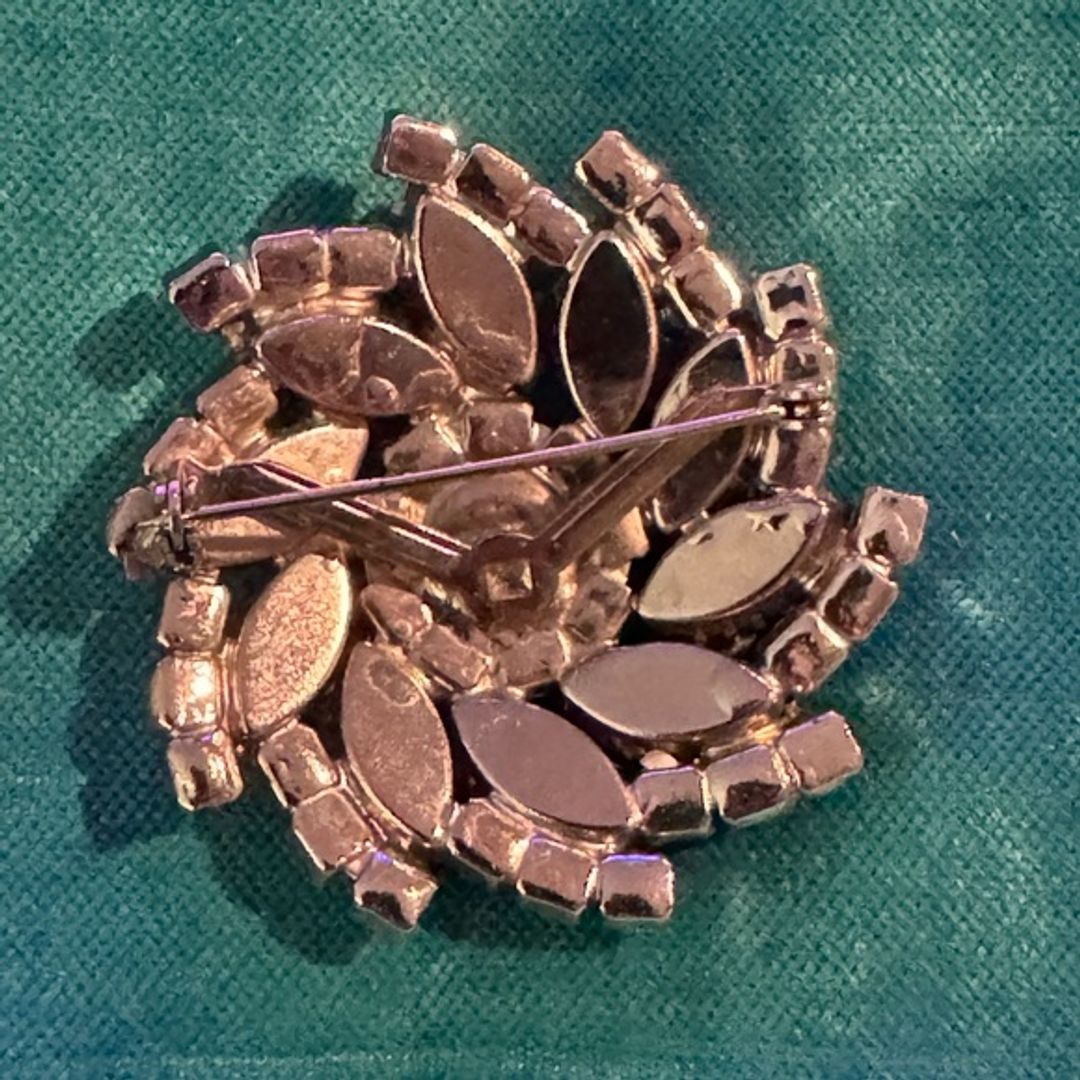 Vintage Silver and Gray Jeweled Brooch