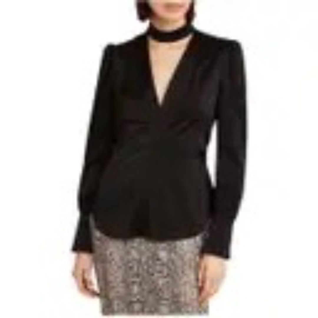 ALC Hirsch Keyhole Crepe Blouse In Black Size 4