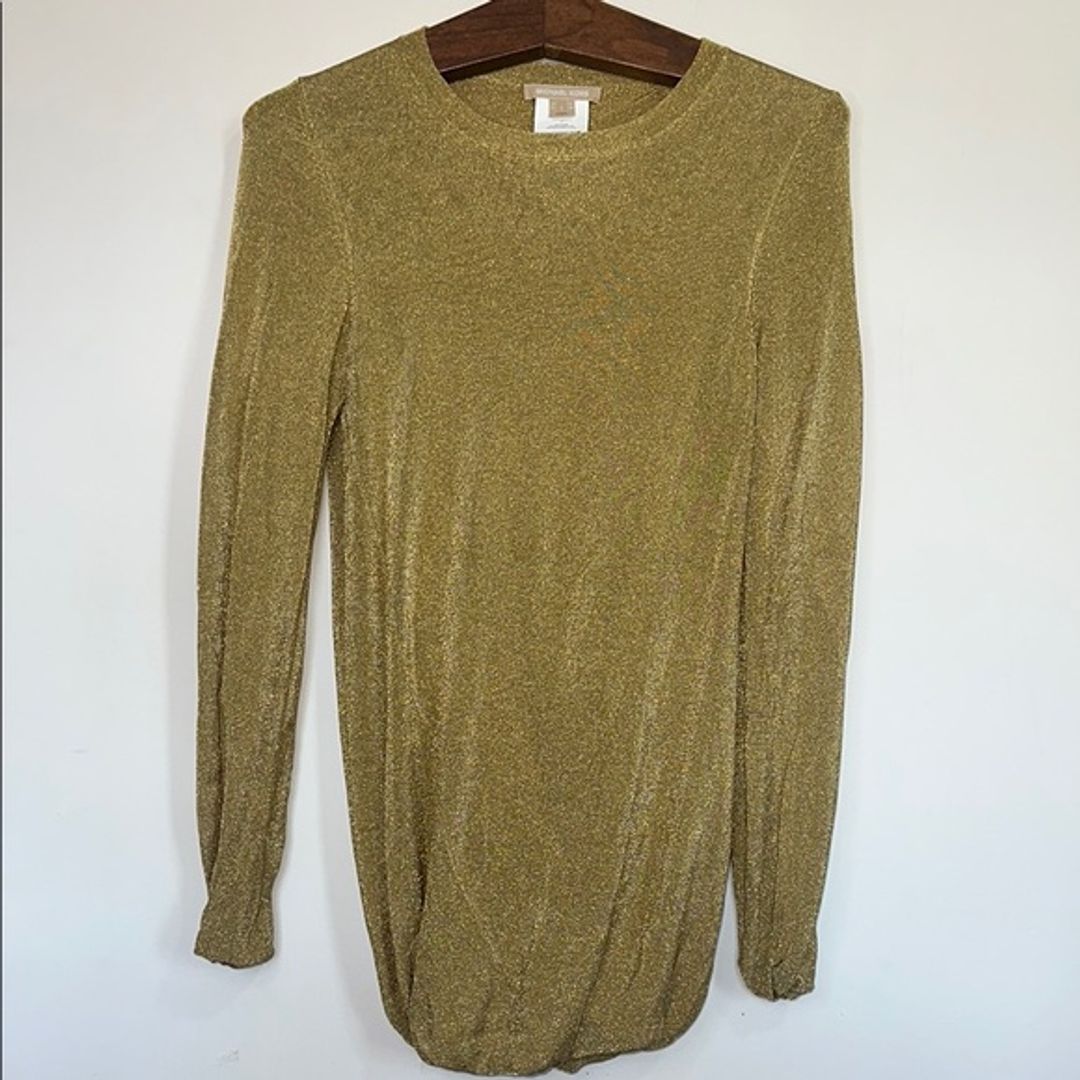 Michael Kors Gold Mesh Long Sleeve Dress or Top