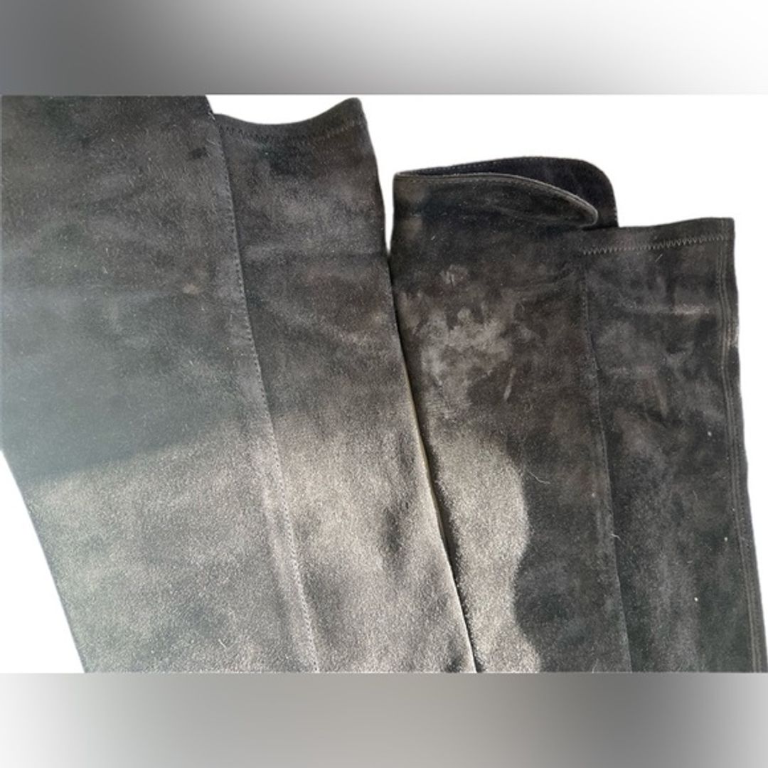 Stuart Weitzman Classic Signature Black Suede Knee-High Flat Boot