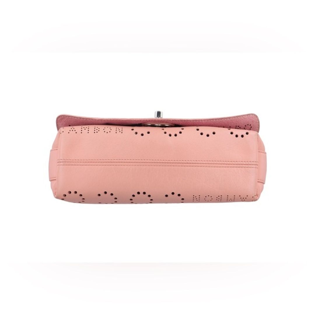 Chanel Leather Crossbody Perforated Eyelets Logo Mania Print Flap Bag