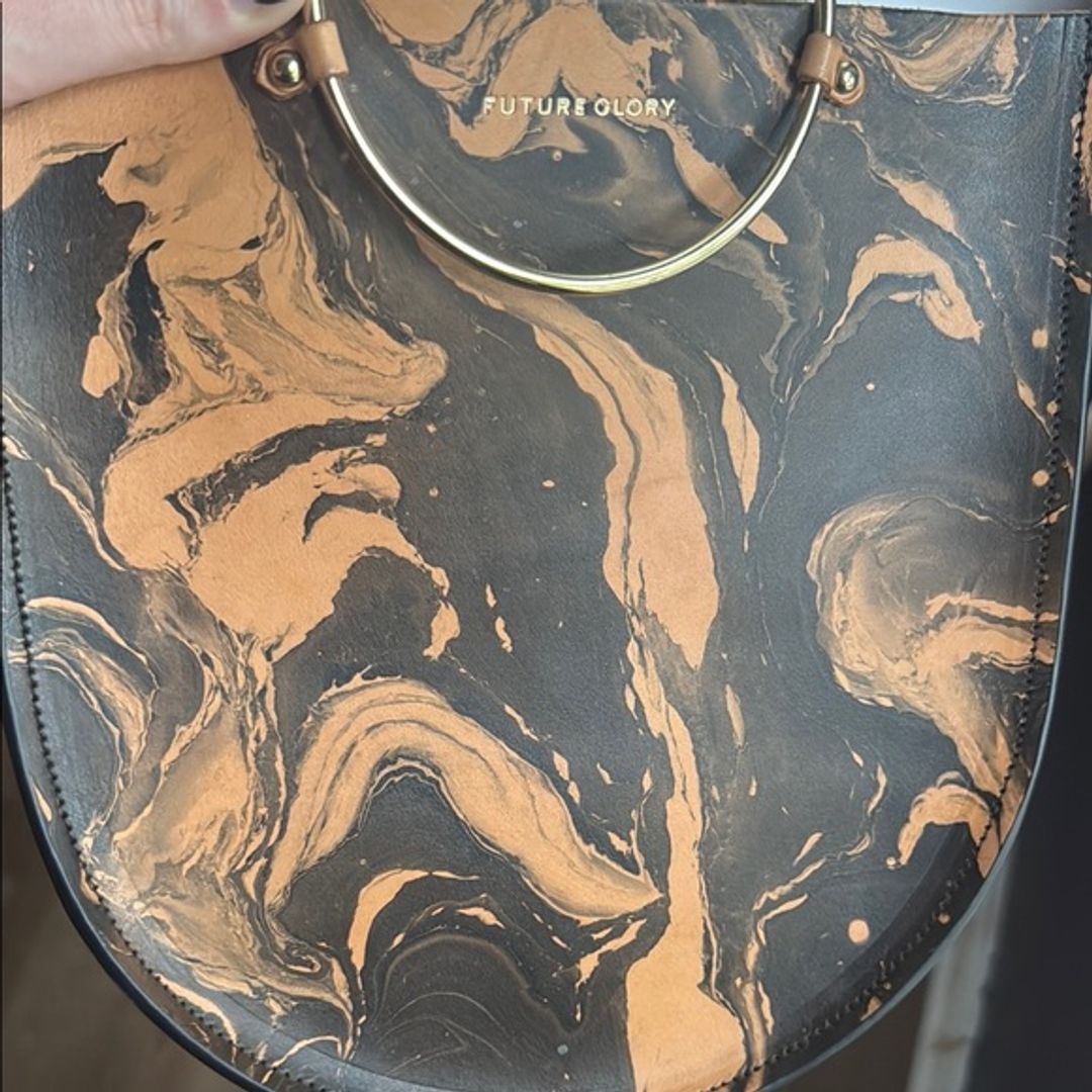 Future Glory Co. Marble Pattern Handbag with Gold Bangle Handles