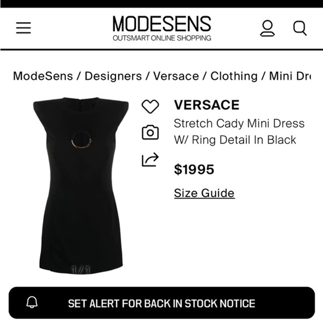 NWT Versace Black Mini Dress