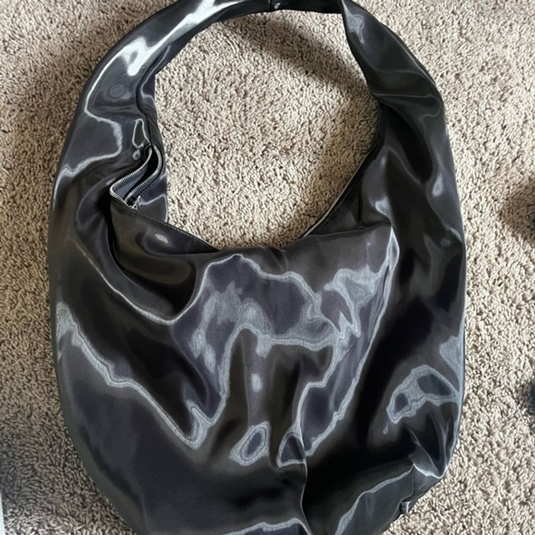 COS Shiny Black Hobo Bag