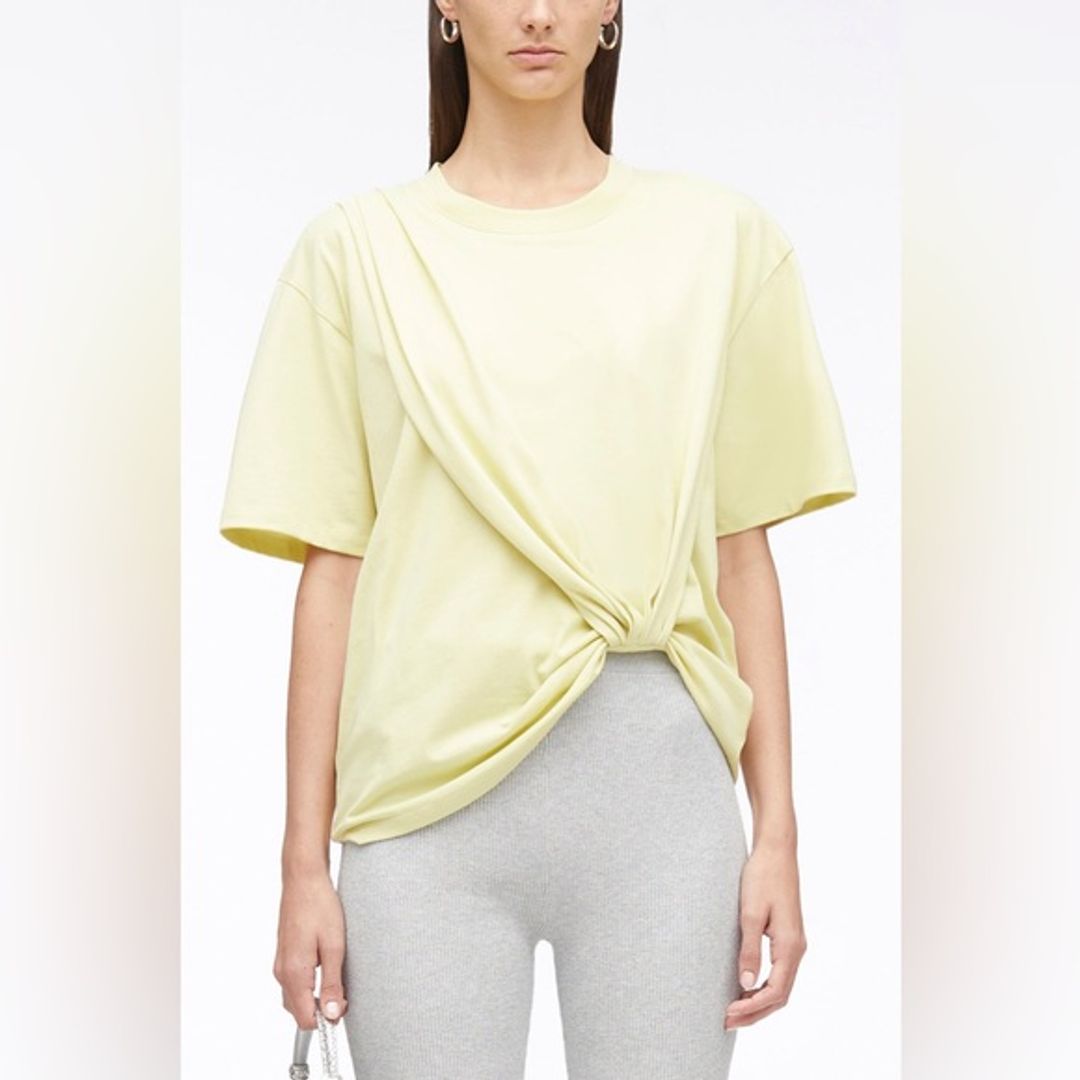 3.1 Phillip Lim Pale Yellow Short Sleeve Knot Front Tee