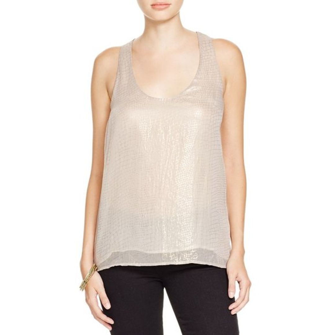 Joie Gold Metallic Printed Mirla Tank