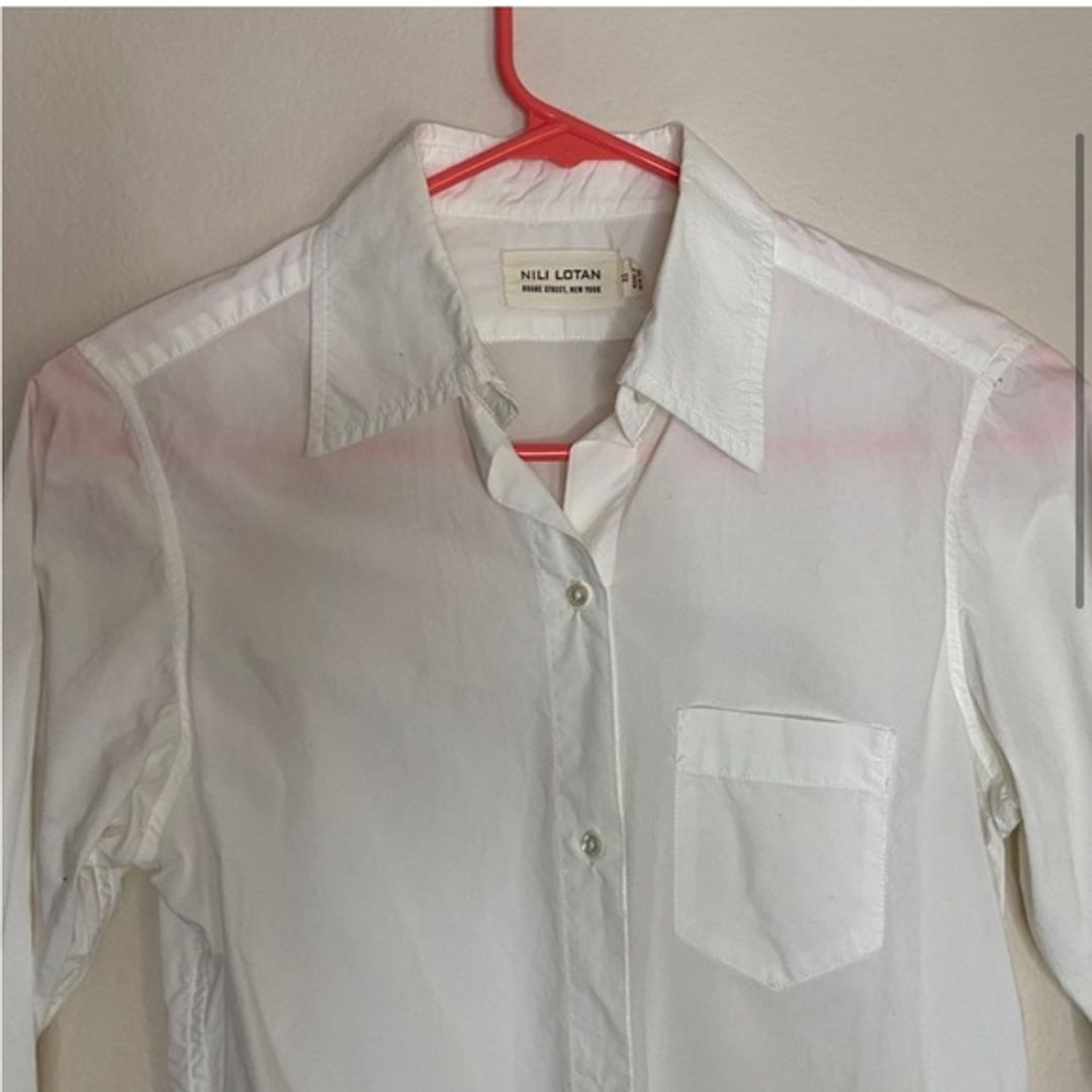 Nili Lotan White Cotton Button Up Top