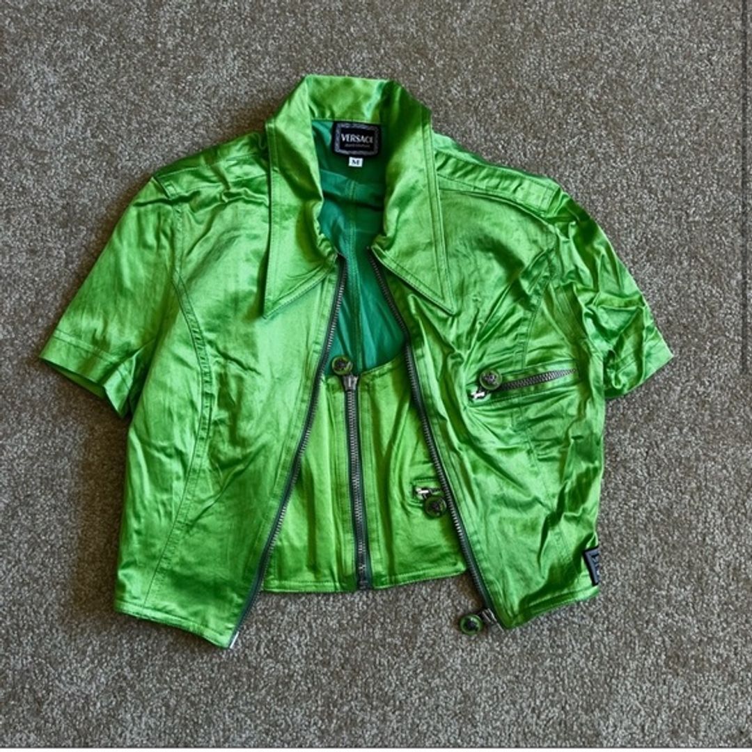 Vintage Versace Lime Green Top and Short-Sleeve Jacket