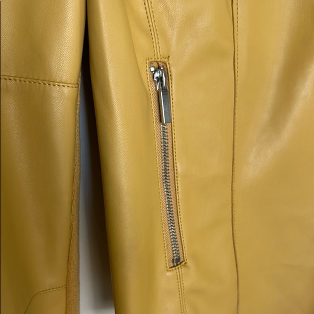 Bagatelle Faux Leather Moto Jacket with Design and Draped Lapel