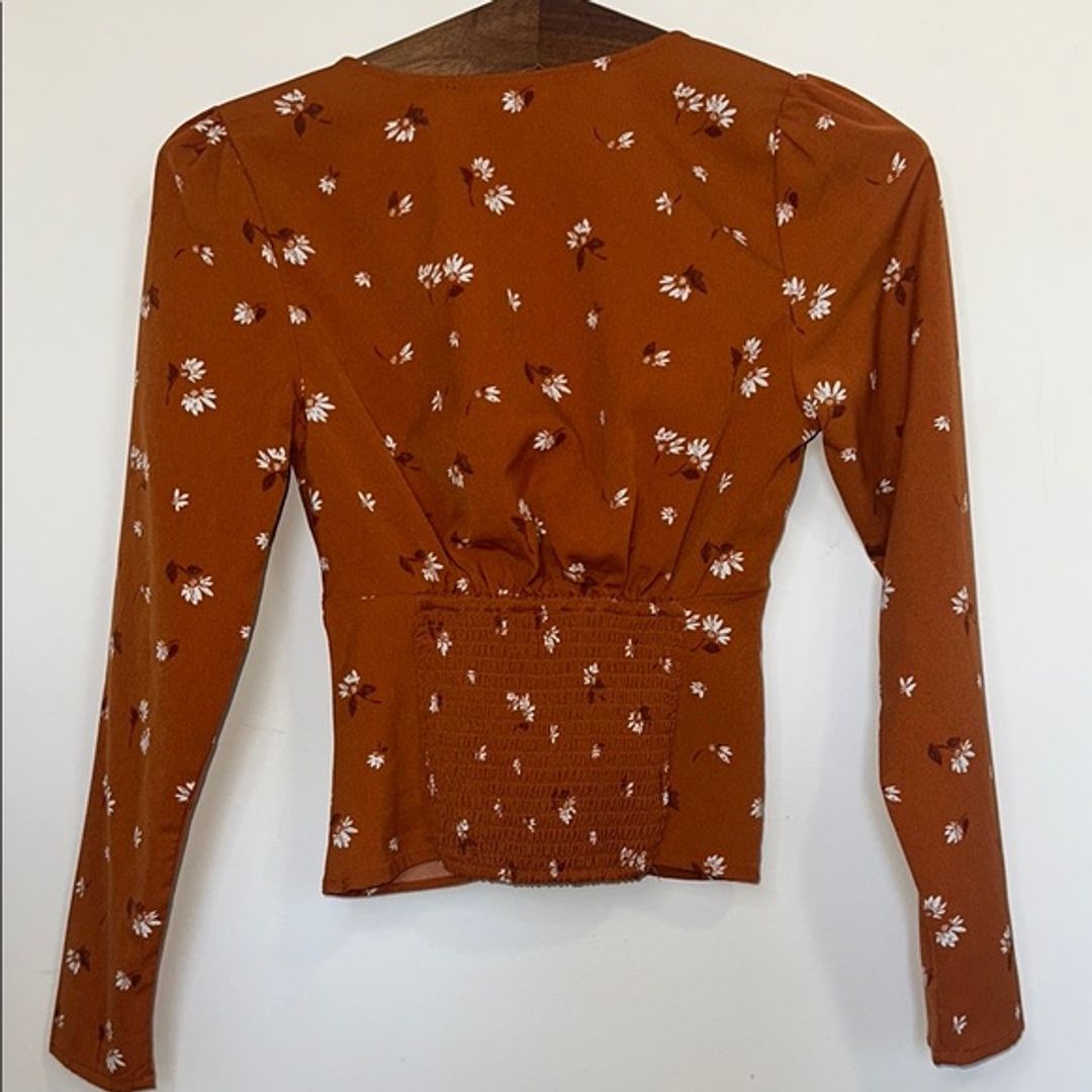 NWT Abercrombie & Fitch Floral Crop Longsleeve Top in Brown