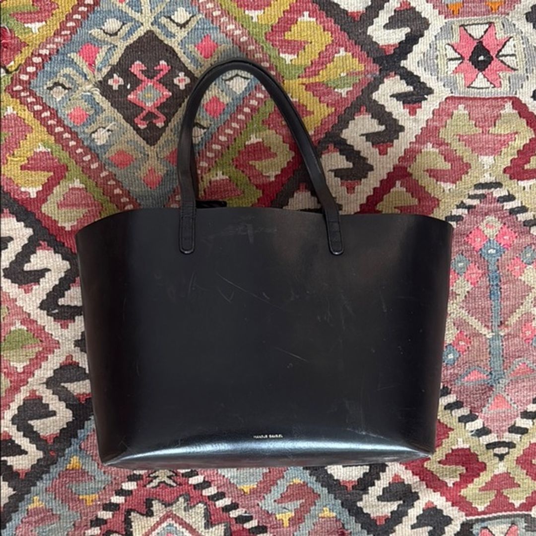 Black Large Tote in Black / Pewter