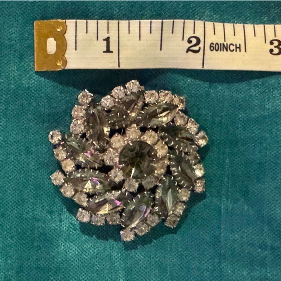 Vintage Silver and Gray Jeweled Brooch