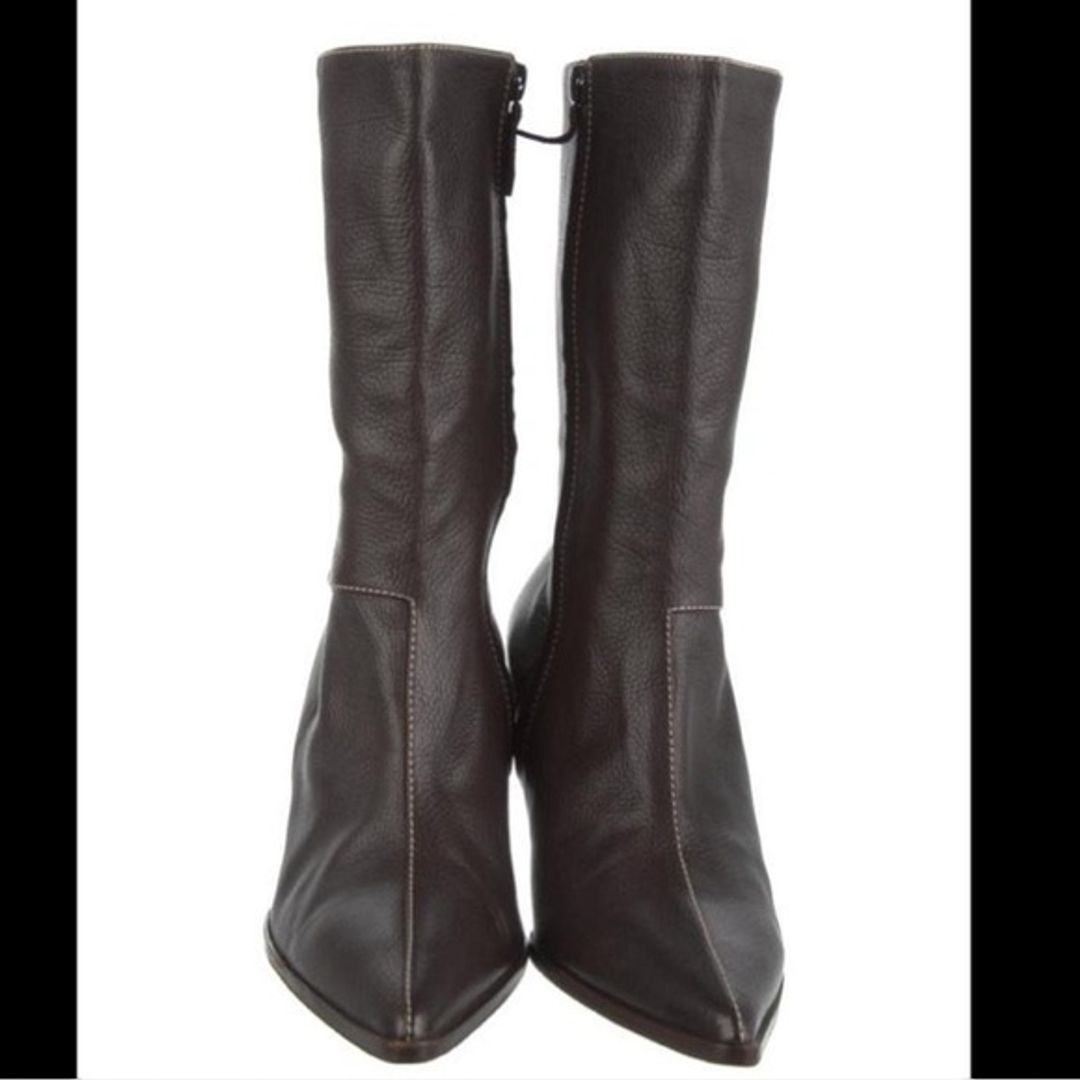 Hermès Leather Moto Kitten Heel Boots