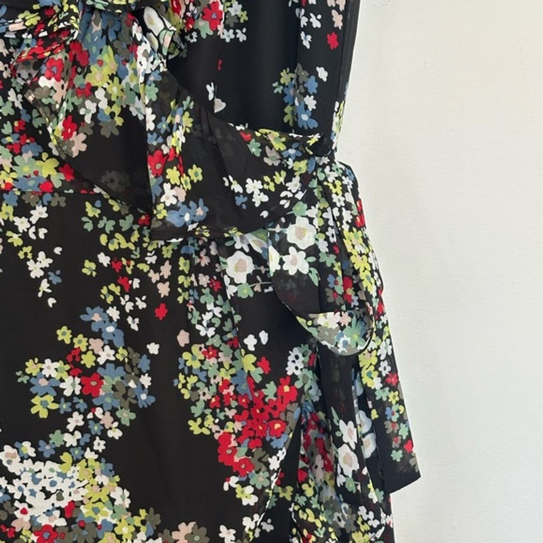 Miss Sixty Vintage Black and Red Puff Sleeve Wrap Dress