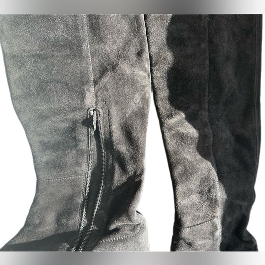 Stuart Weitzman Classic Signature Black Suede Knee-High Flat Boot