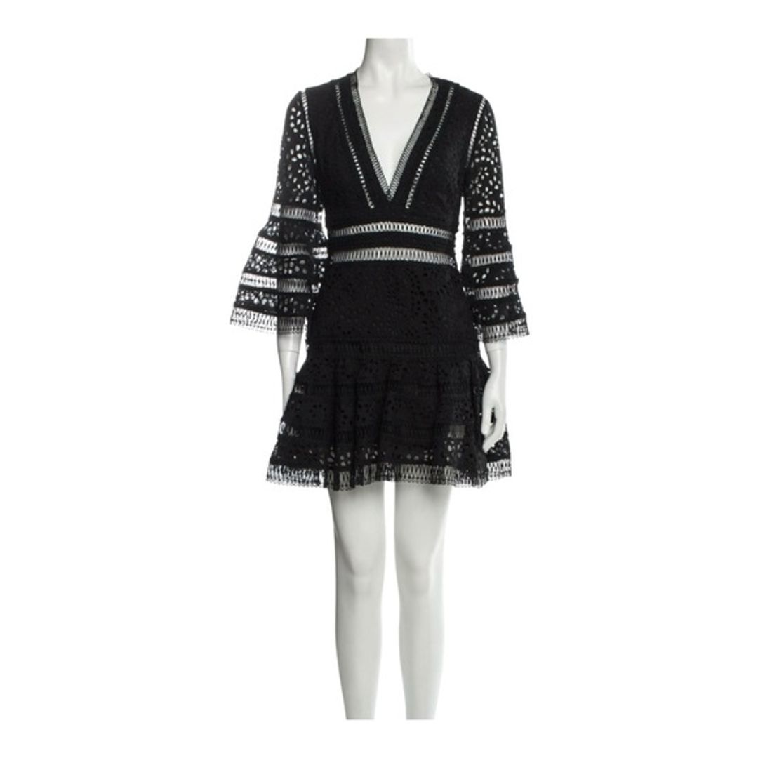 Zimmermann Black Eyelet V-Neck Mini Dress, 1