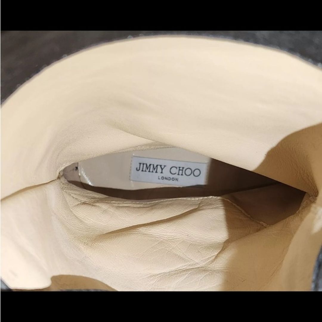 Jimmy Choo Black Crinkle Leather Ankle Biker Moto Boots