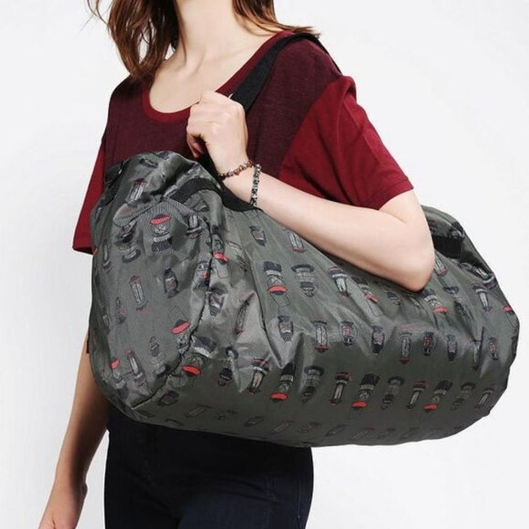 BDG Printed Convertible Lantern Print Gym Duffle Bag in Grey