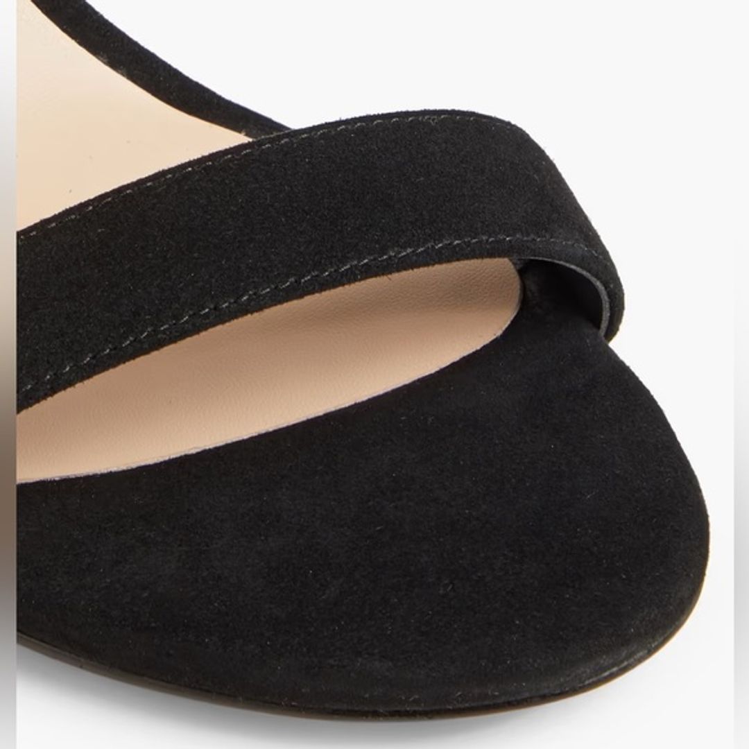 NWT Stuart Weitzman Mid-Heel Black Suede Sandal Size 8 - New in Box