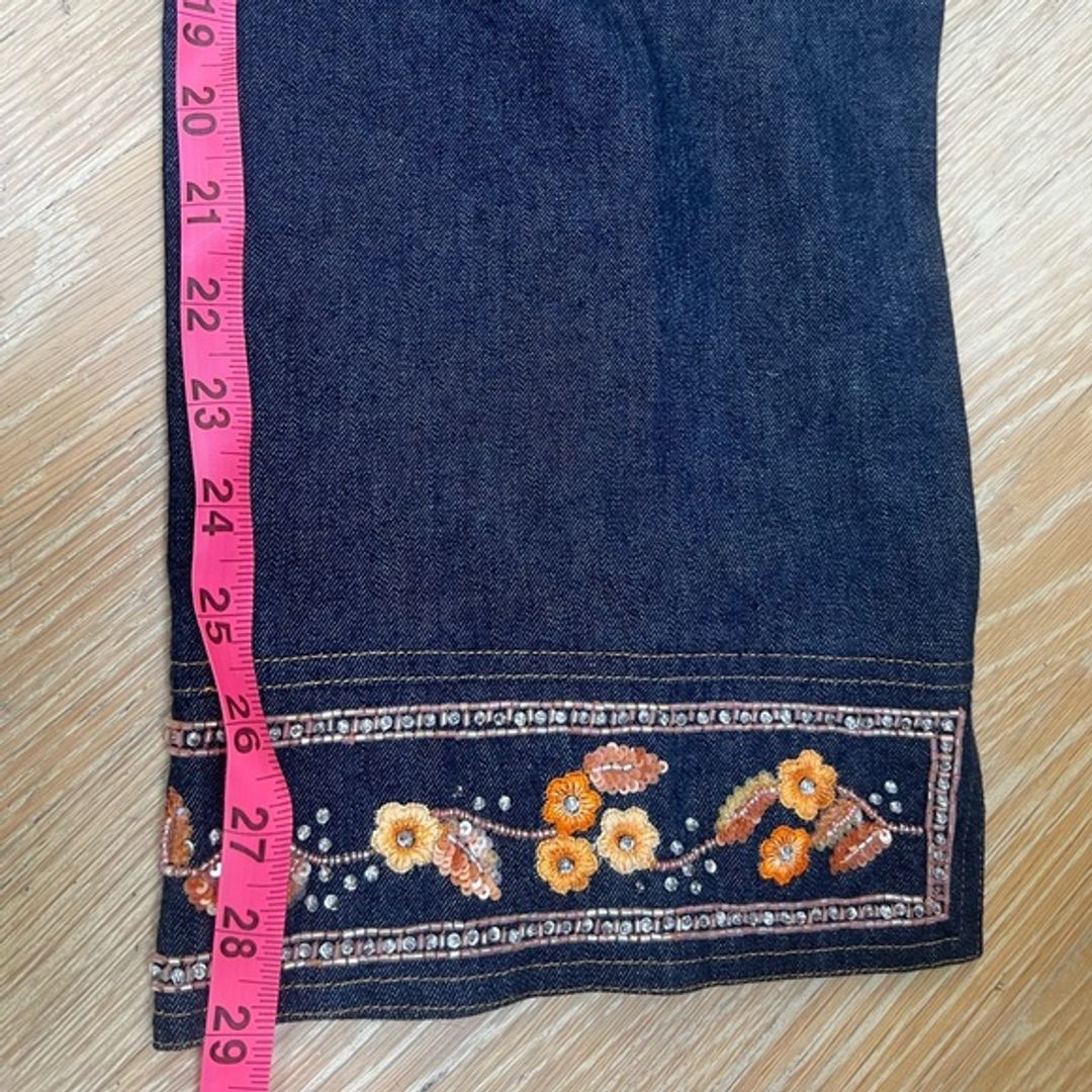 Escada Indigo Denim Jeans with Beading and Embroidery