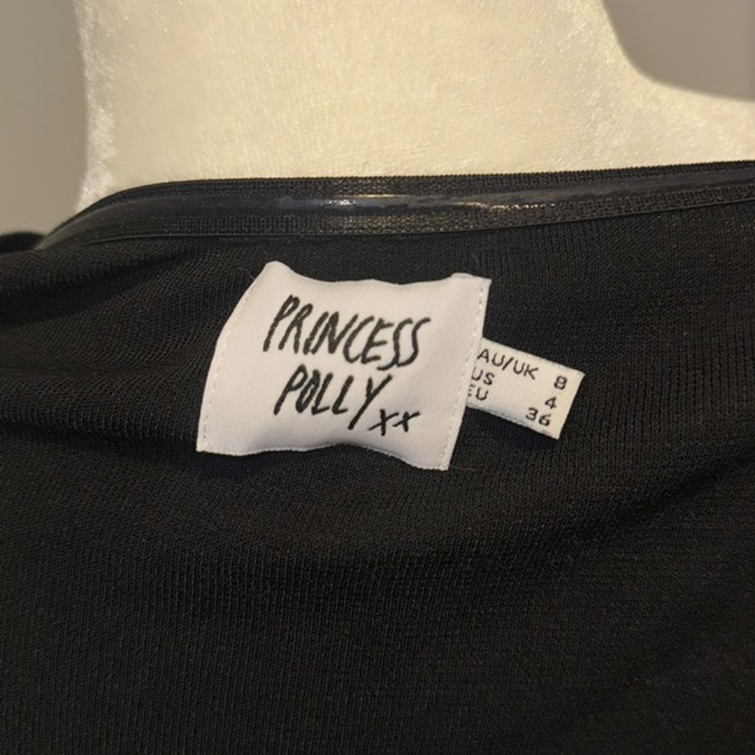 Princess Polly Black Ruched Tie Front Crop Blouse,