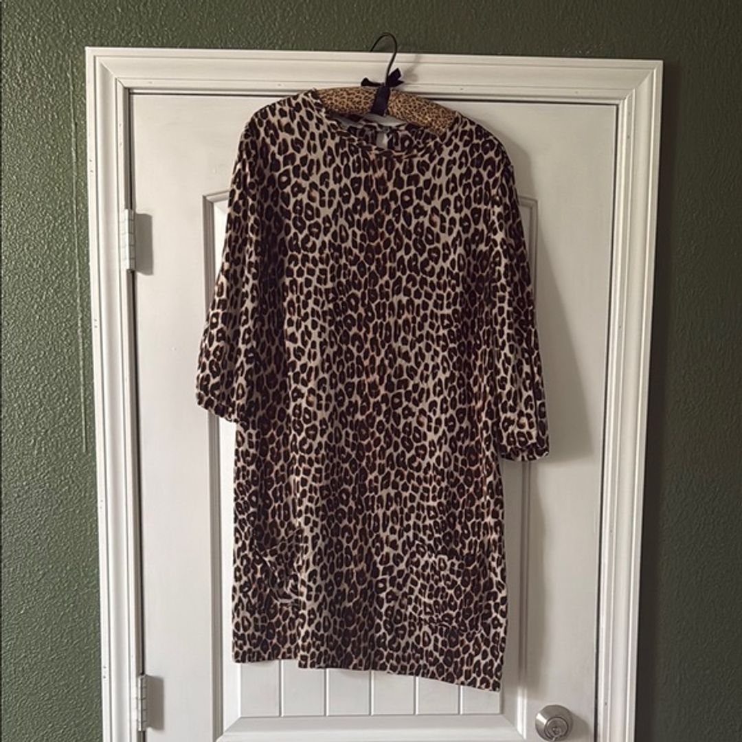 Equipment Silk Leopard Print Shift Dress