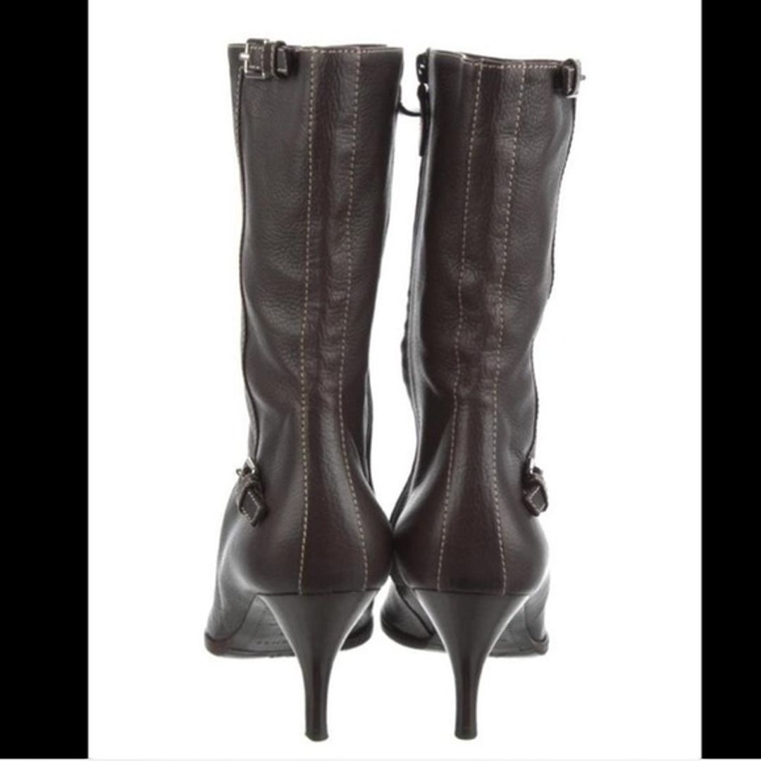 Hermès Leather Moto Kitten Heel Boots