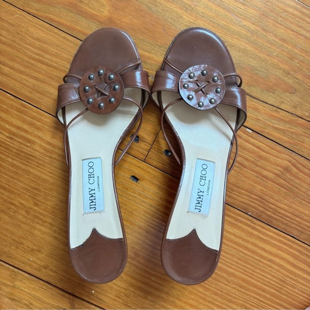 Brown Leather Sandal Kitten Heels